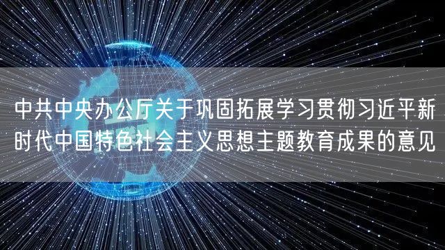 中共中央办公厅关于巩固拓展学习贯彻习近平新时代中国特色社会主义思想主题教育成果的意见